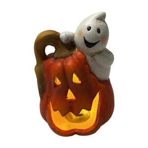 Halloween craft Pumpkin ornament Ghost decoration LED Halloween light PolyResin Halloween figure Halloween party décor Witch/bat/spider decorations